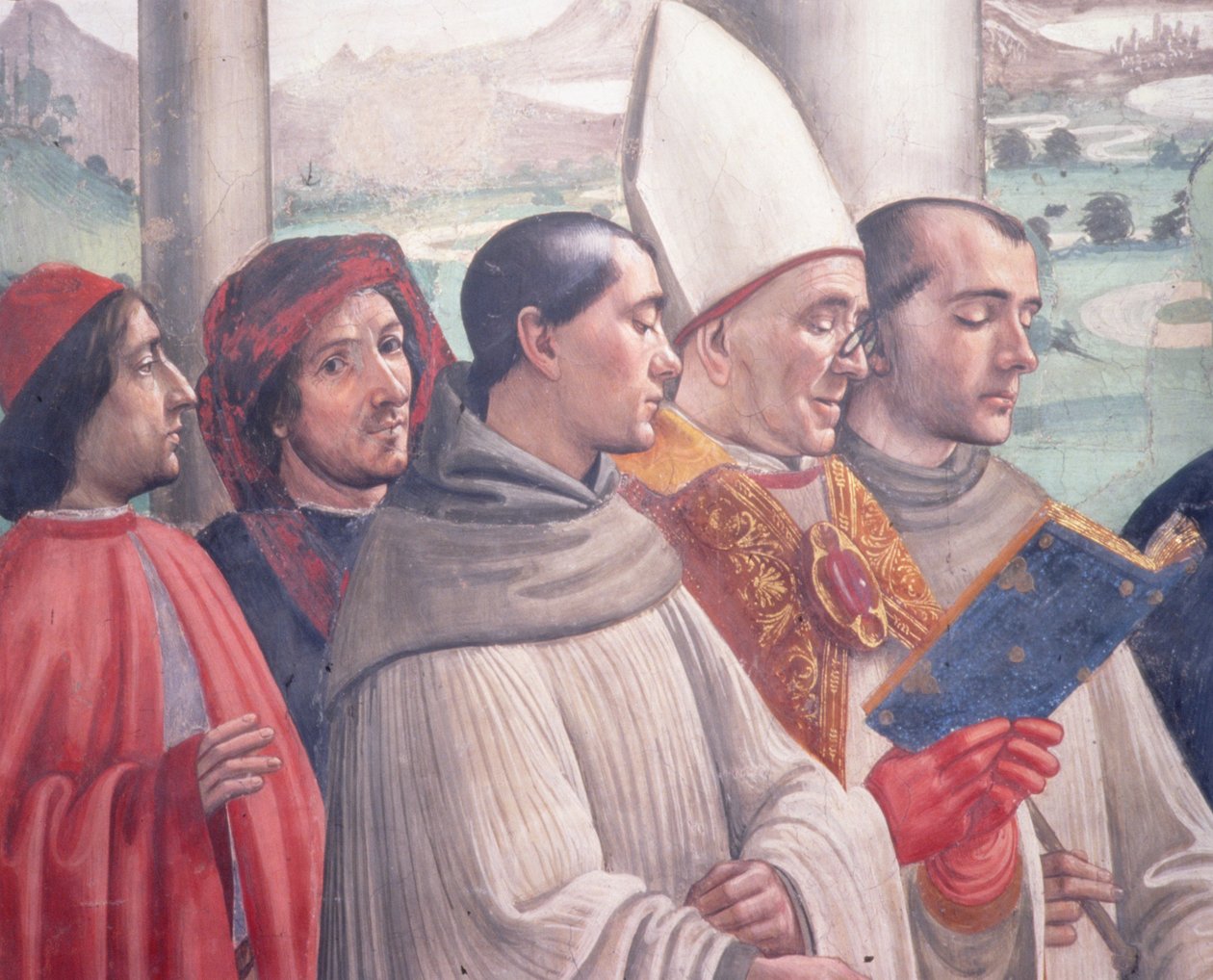 Smrt svatého Františka, výjev z cyklu Život svatého Františka z Assisi, 1486 detail fresky 85239 od Domenico Ghirlandaio