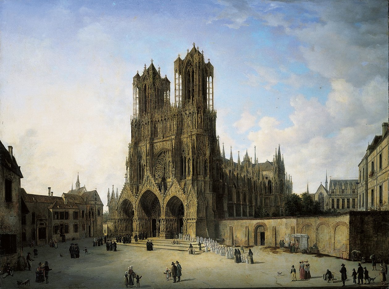 Jihozápadní křídlo katedrály v Remeši, 1826 od Domenico II Quaglio