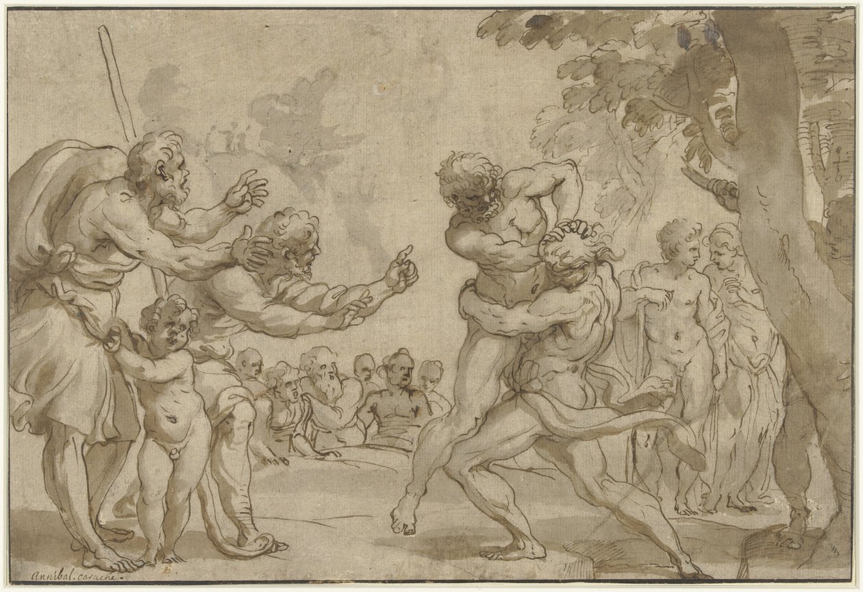 Herkules v Antaeu od Domenico I Piola