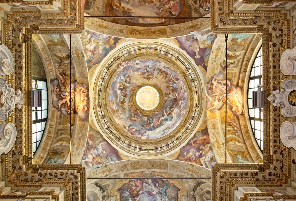 Kopule s vyobrazením Korunovace Panny Marie, detail, poslední 27. století od Domenico I Piola