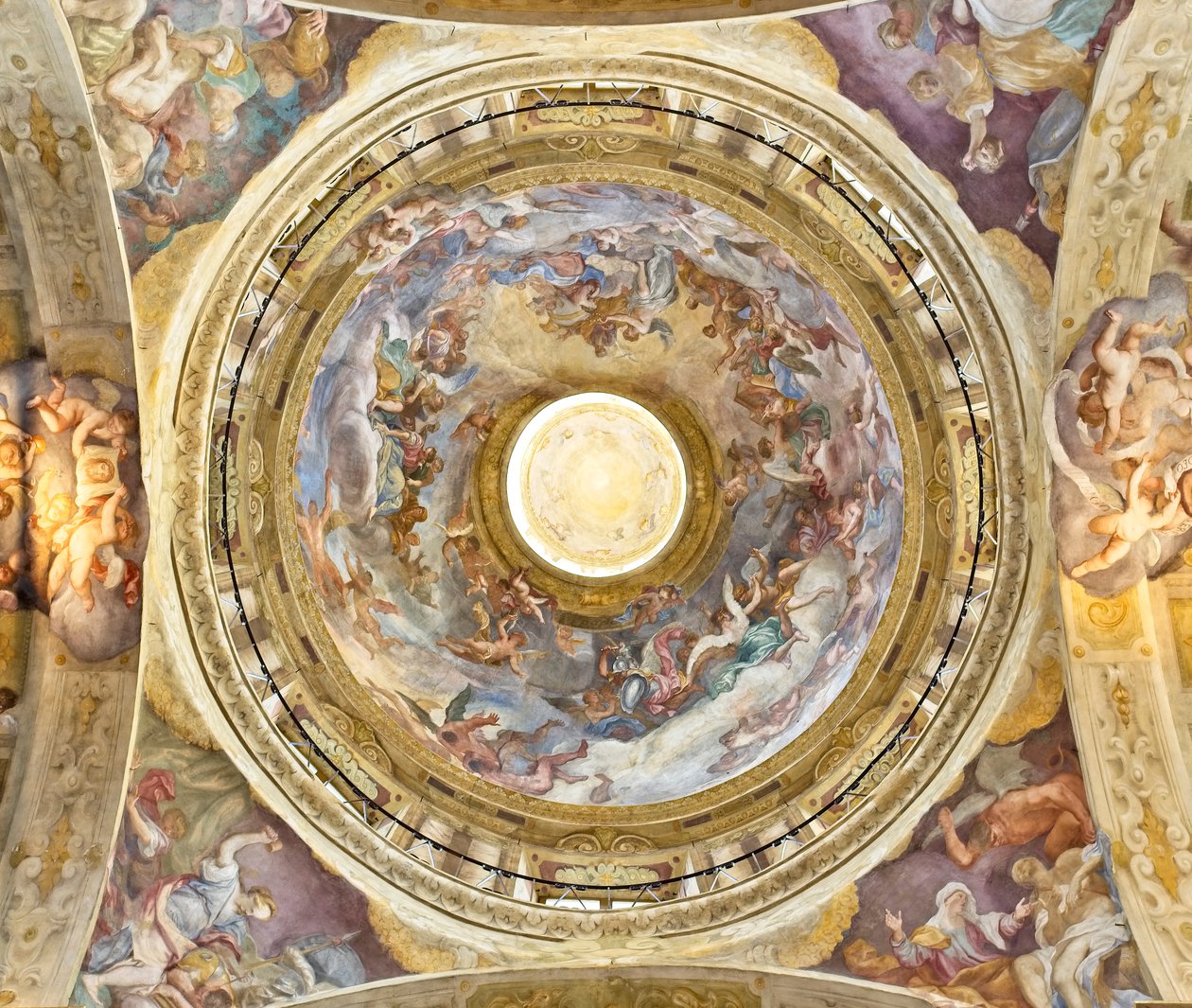 Kopule s vyobrazením Korunovace Panny Marie, detail, poslední 27. století od Domenico I Piola