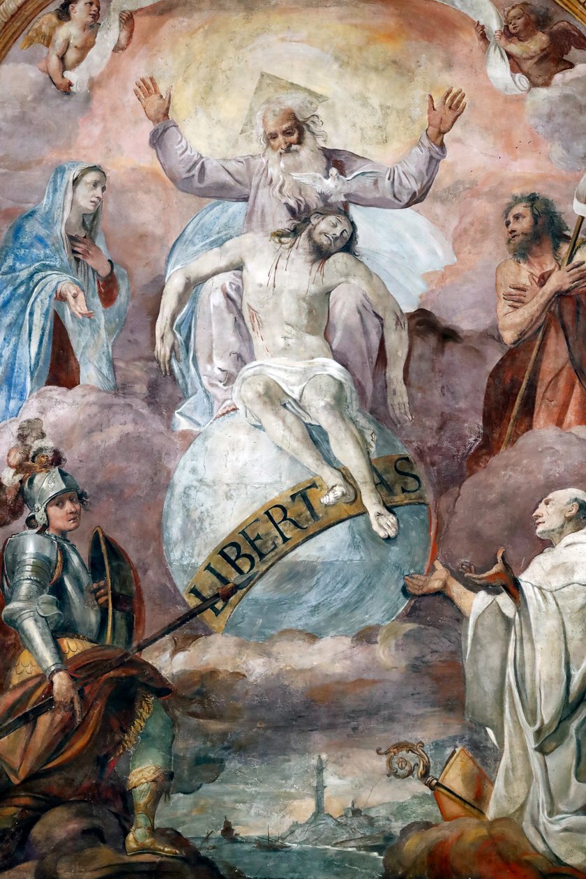 Ježíš a Bůh Otec. Freska. Janov. Itálie. od Domenico Il Sarzana Fiasella