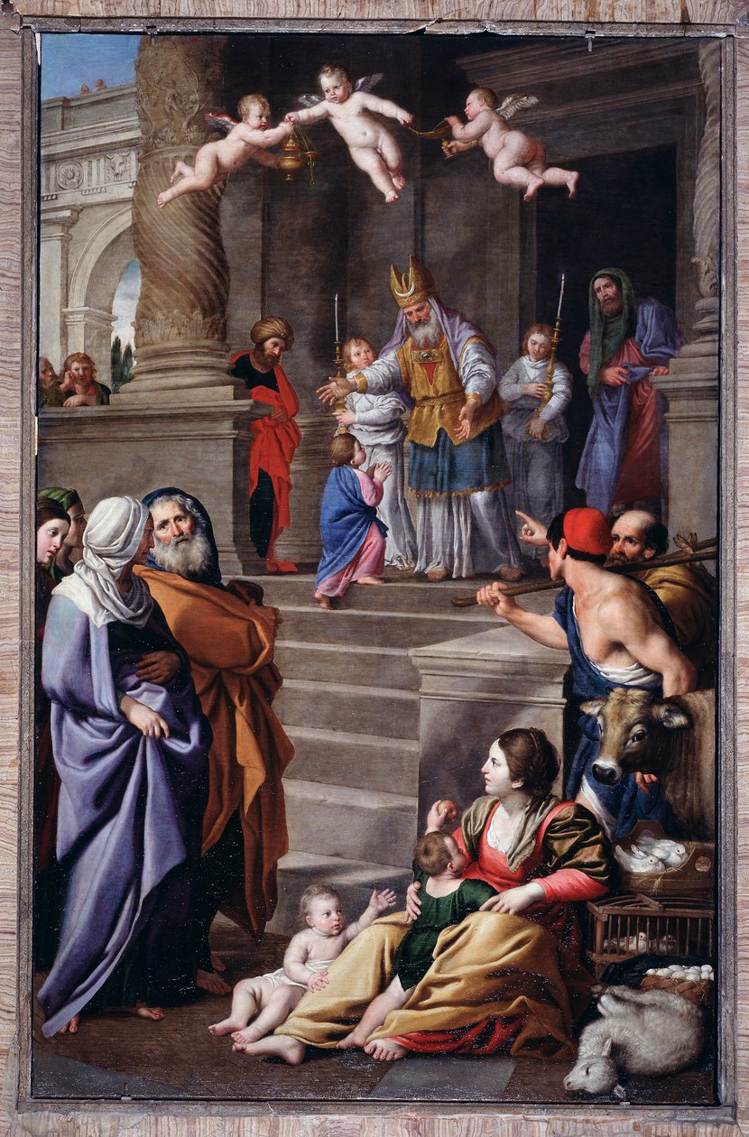 Reprezentace svatého Tomáše de Villeneuve, který dělá charitu ( Malba od Domenico Il Sarzana Fiasella