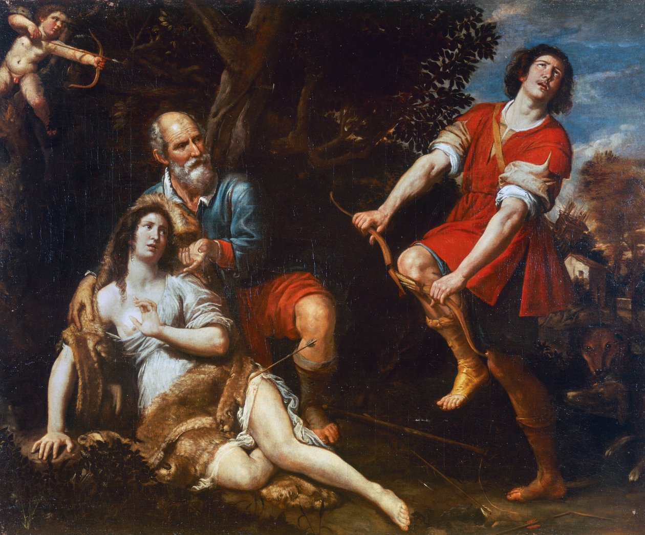 Silvio a Dorinda, Domenico Fiasella (1589-1669), olej na plátně od Domenico Il Sarzana Fiasella