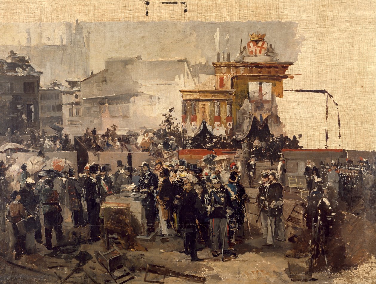Položení základního kamene Galleria Victor Emmanuel II v Miláně, 7. března od Domenico Induno