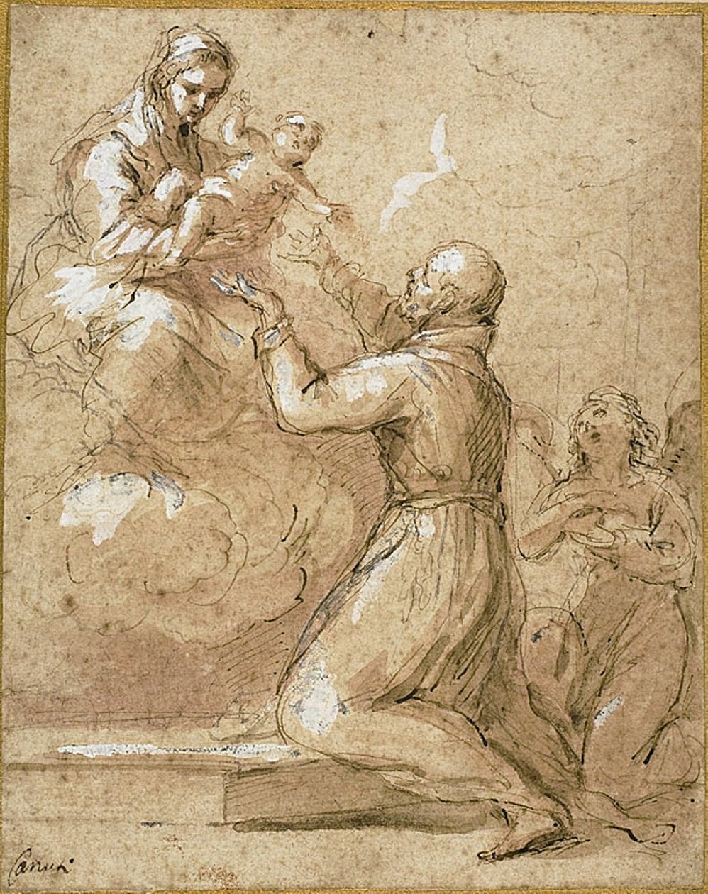 Panna a dítě se zjevují svatému Kajetánovi z Thiene od Domenico Maria Canuti