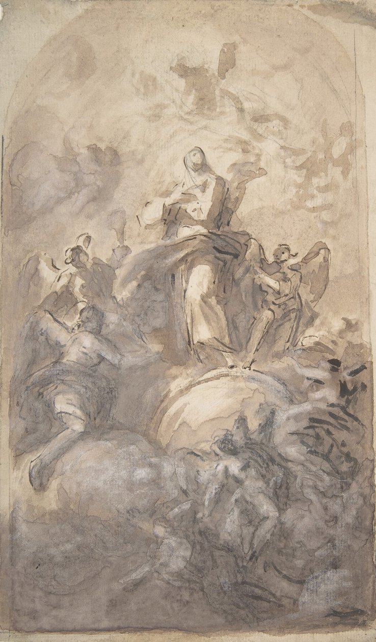Panna Neposkvrněná v slávě recto, Náčrt části nohy a ruky verso, 1723-1806. od Domenico Mondo