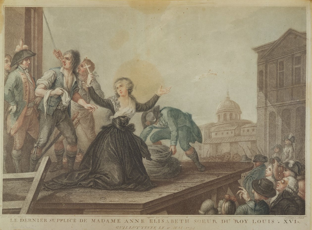 Alžběta Francouzská, sestra Ludvíka XVI., na gilotině 10. května 1794 od Domenico Pellegrini