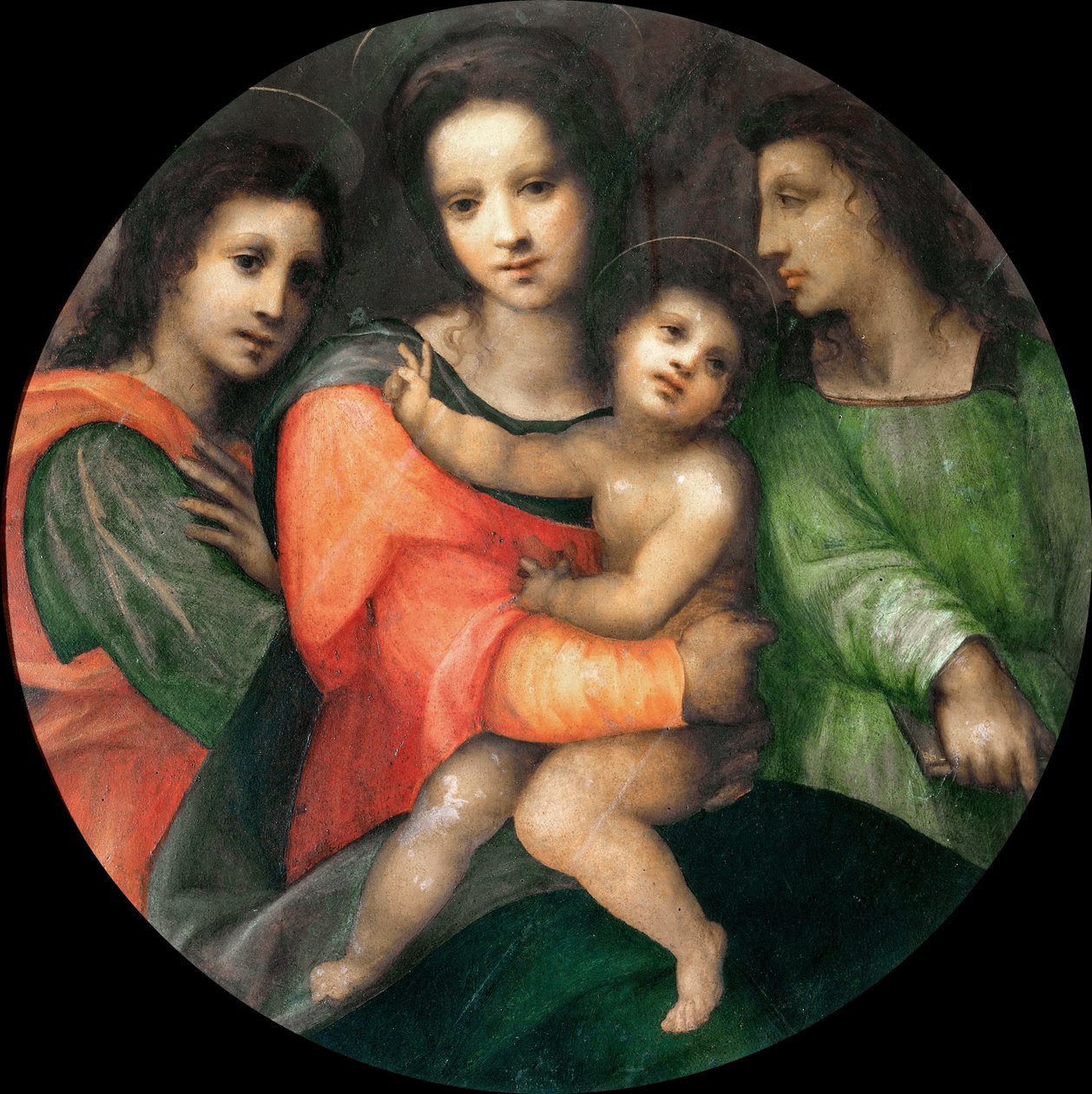 Madonna a dítě se dvěma anděly. od Domenico Puligo