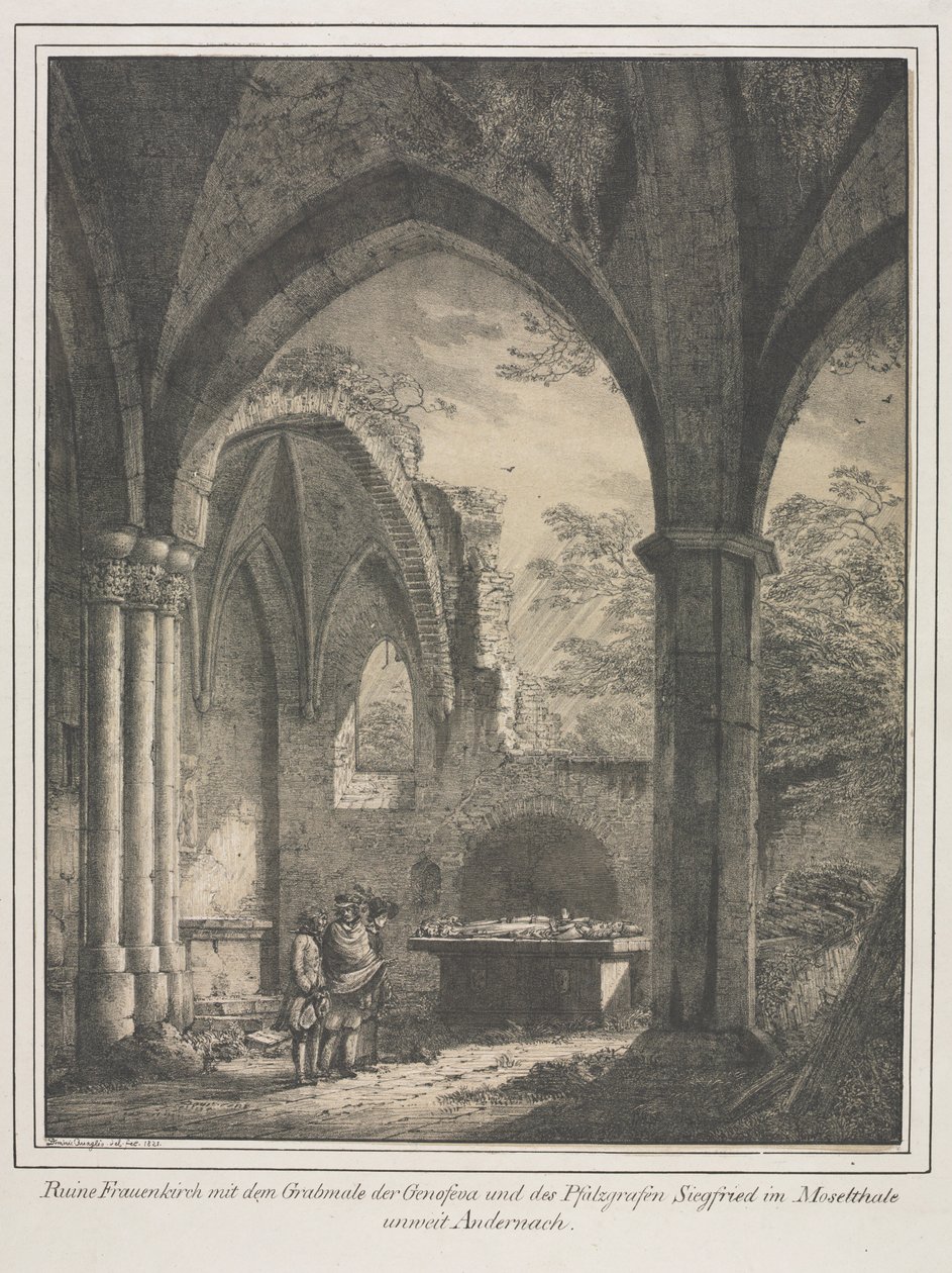Pozoruhodné stavby středověku v Německu: Ruiny kostela Panny Marie..., 1821. od Domenico Quaglio