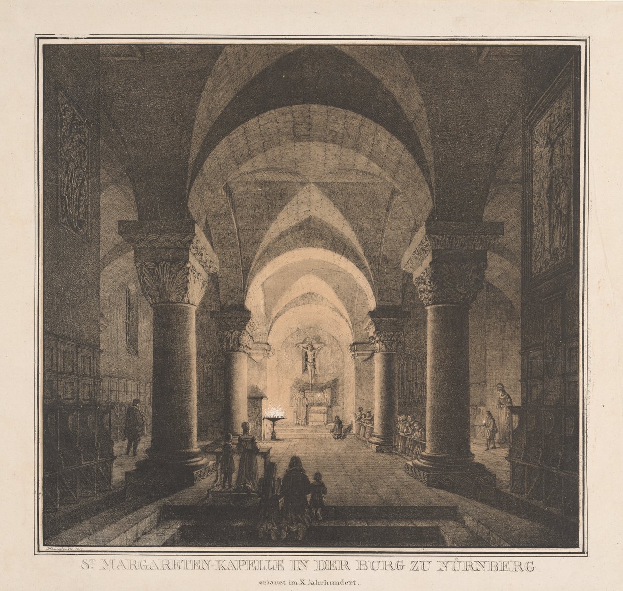 Pozoruhodné stavby středověku v Německu: kaple sv. Markéty v císařském..., 1819. od Domenico Quaglio