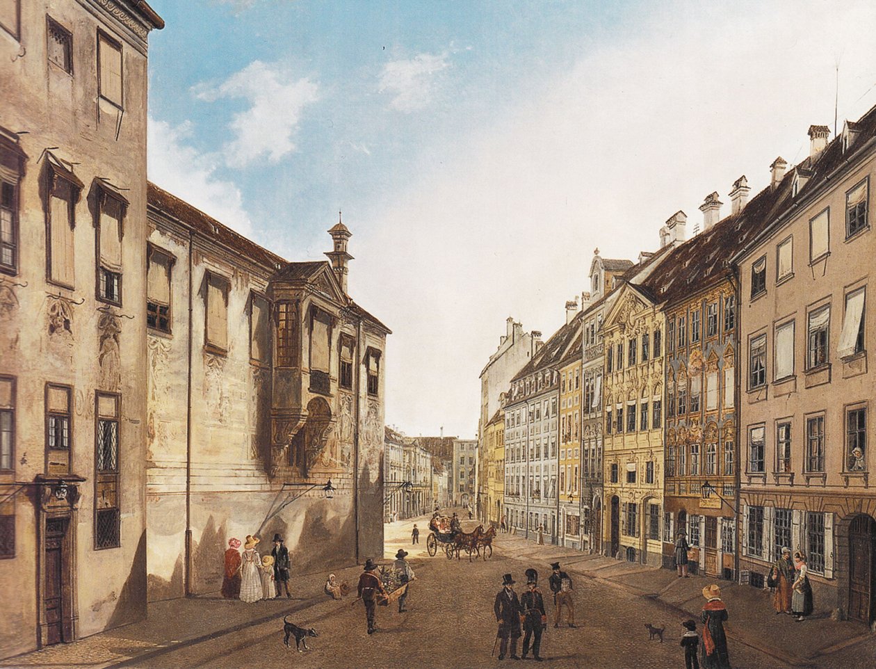 Residenzstrasse směrem k Max-Joseph-Platz v roce 1826 od Domenico Quaglio the Younger