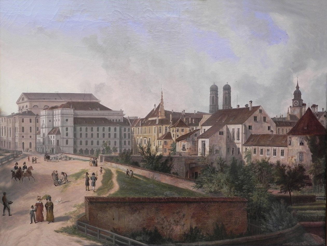 Německy: Die Königliche Residenz von Nordosten im Jahr 1827 Královská rezidence v Mnichově ze severovýchodu v roce 1827 od Domenico Quaglio the Younger