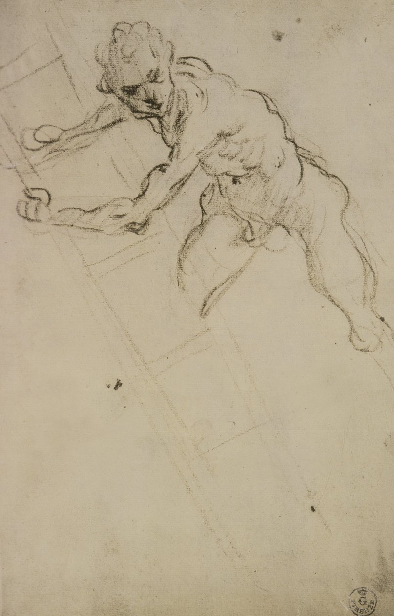 Studie postavy pro Ukřižování (uhl na papíře) od Domenico Robusti Tintoretto