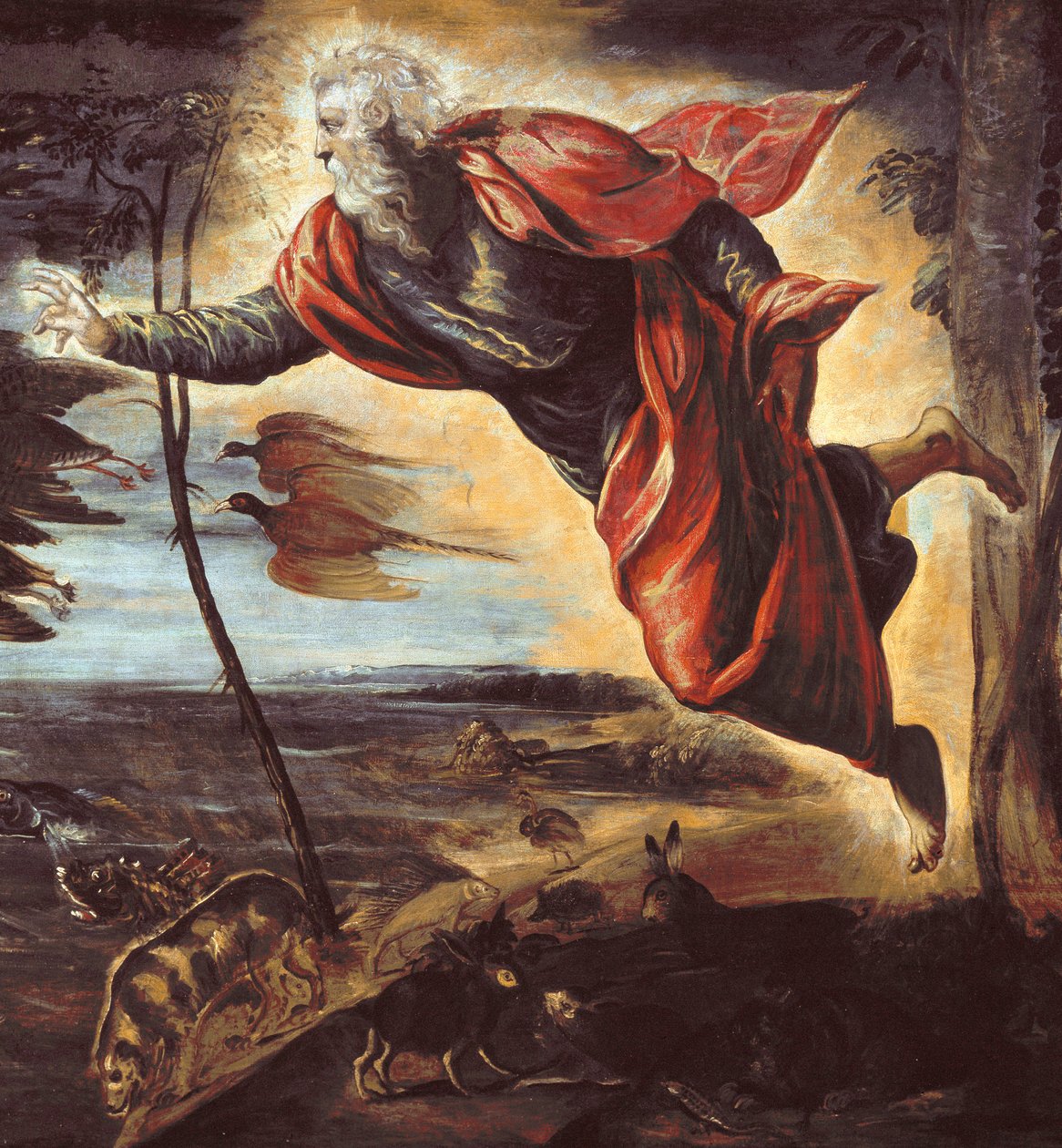 Stvoření zvířat. detail - olej na plátně od Domenico Robusti Tintoretto