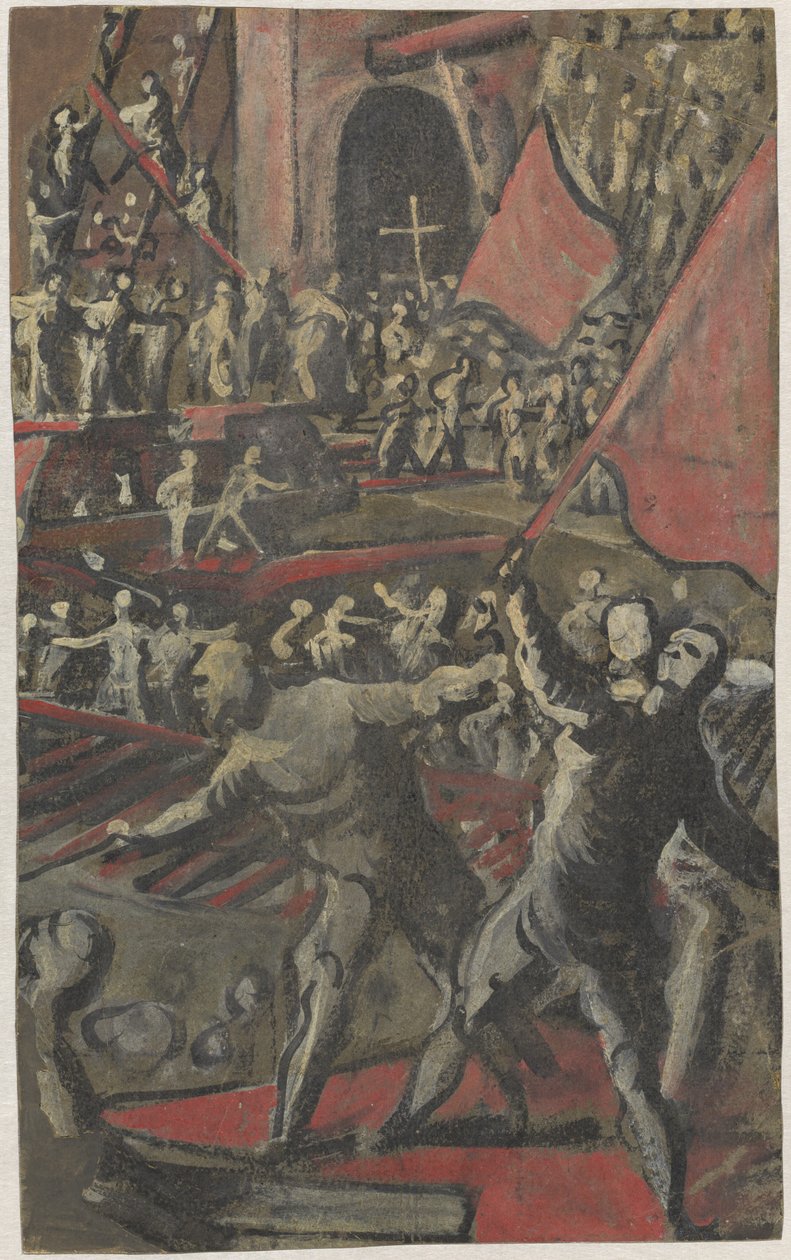 Benátští vojáci útočící na Konstantinopol (recto) od Domenico Tintoretto