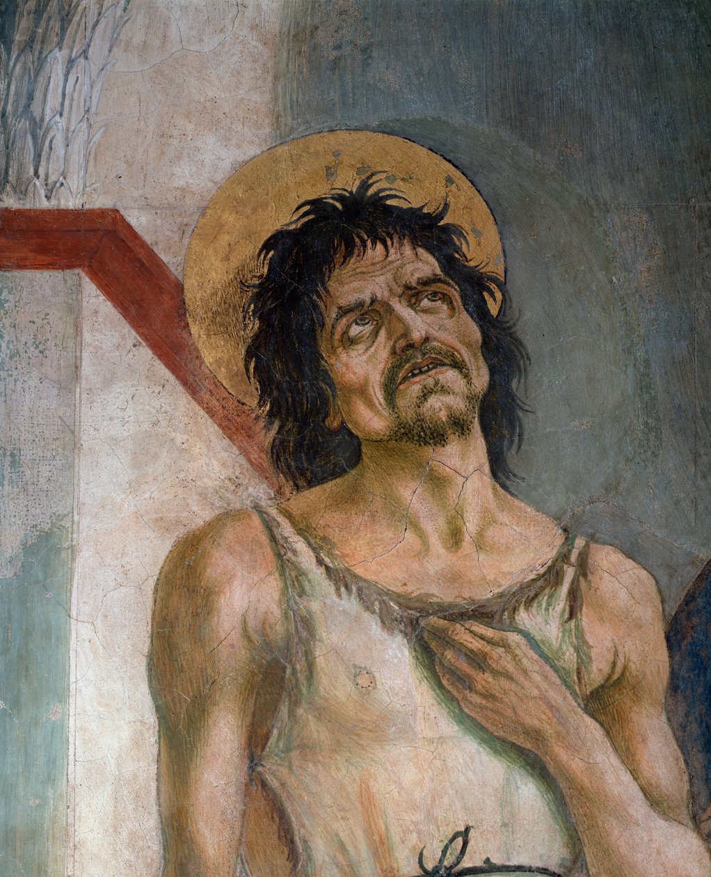 Svatý Jan Křtitel a sv. František z Assisi: Detail sv. Jana Křtitele - Freska od Domenico Veneziano