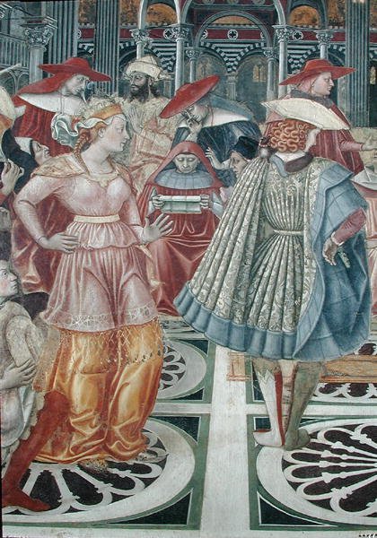 Papež Celestine III (asi 1106-98) uděluje autonomii nemocnici v Sieně od Domenico di Bartolo