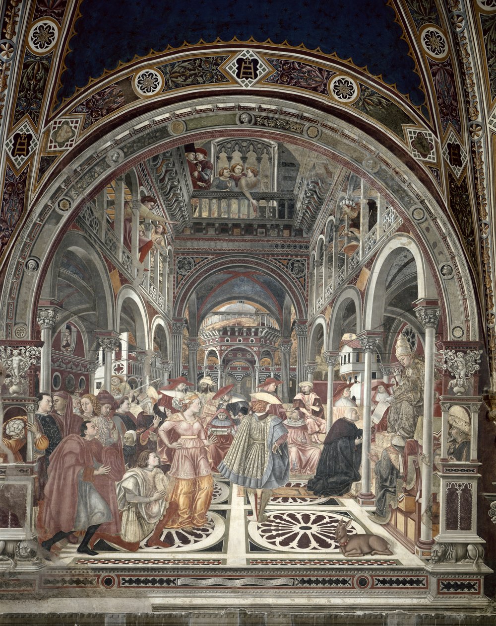 Papež Celestine III (asi 1106-98) uděluje autonomii nemocnici v Sieně, 1442 od Domenico di Bartolo