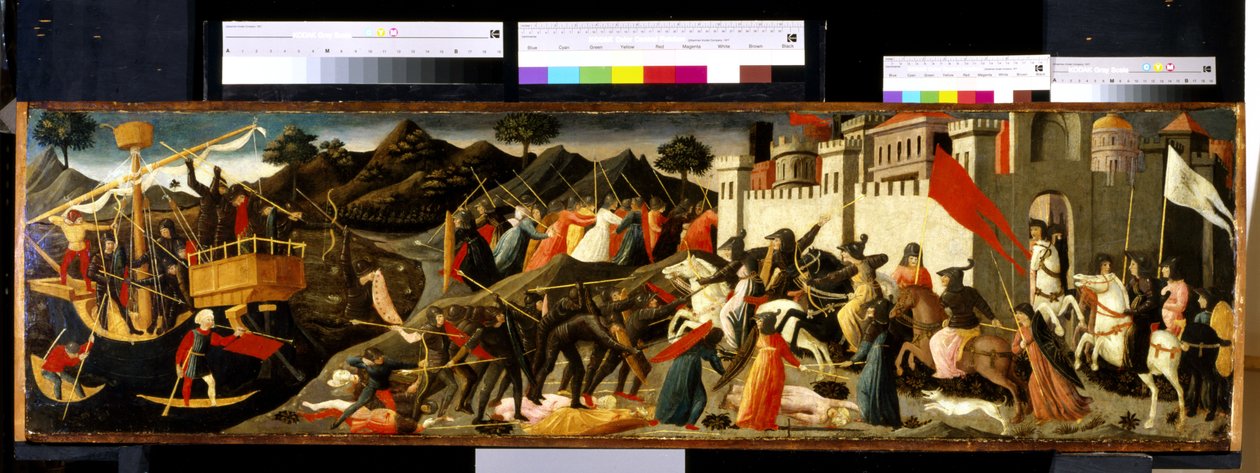 Bitva Camilly a Aenease (tempera na dřevě) od Domenico di Michelino