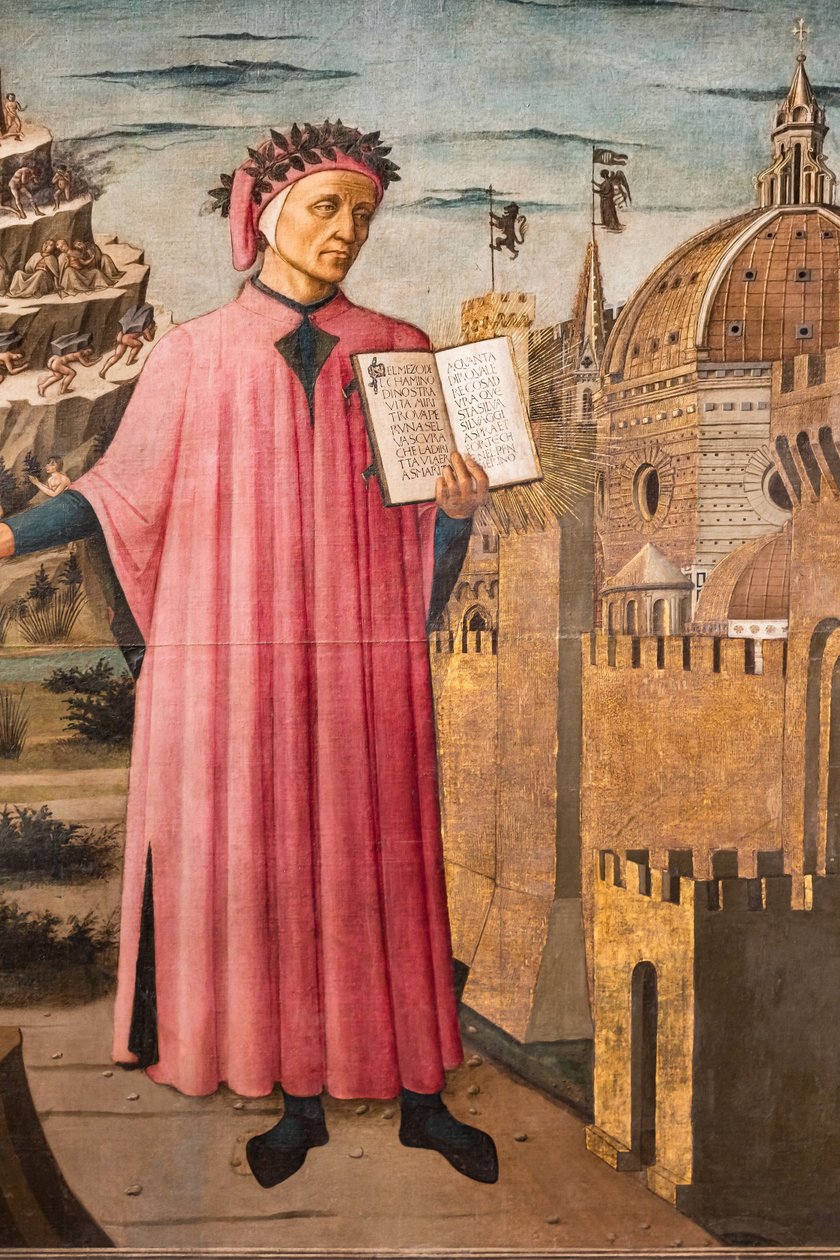 Dante Alighieriho Božská komedie, detail od Domenico di Michelino