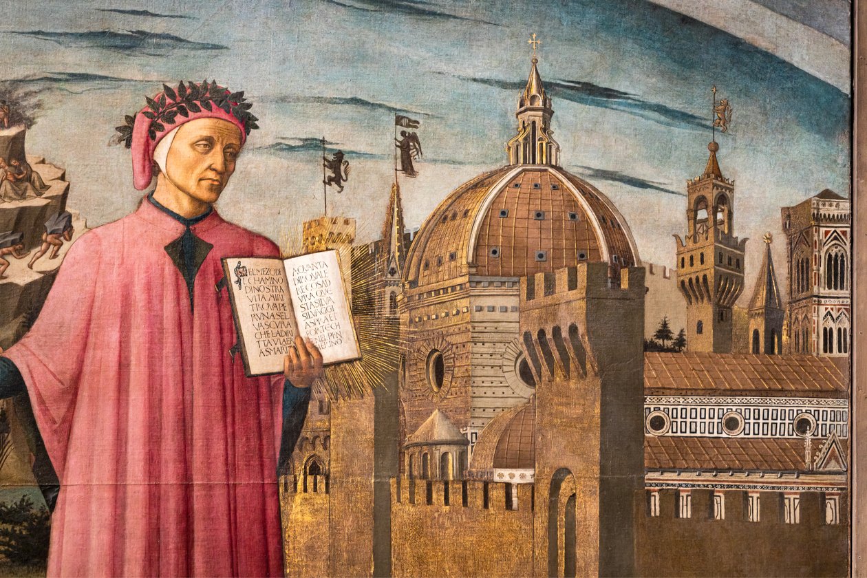 Dante Alighieriho Božská komedie, detail od Domenico di Michelino