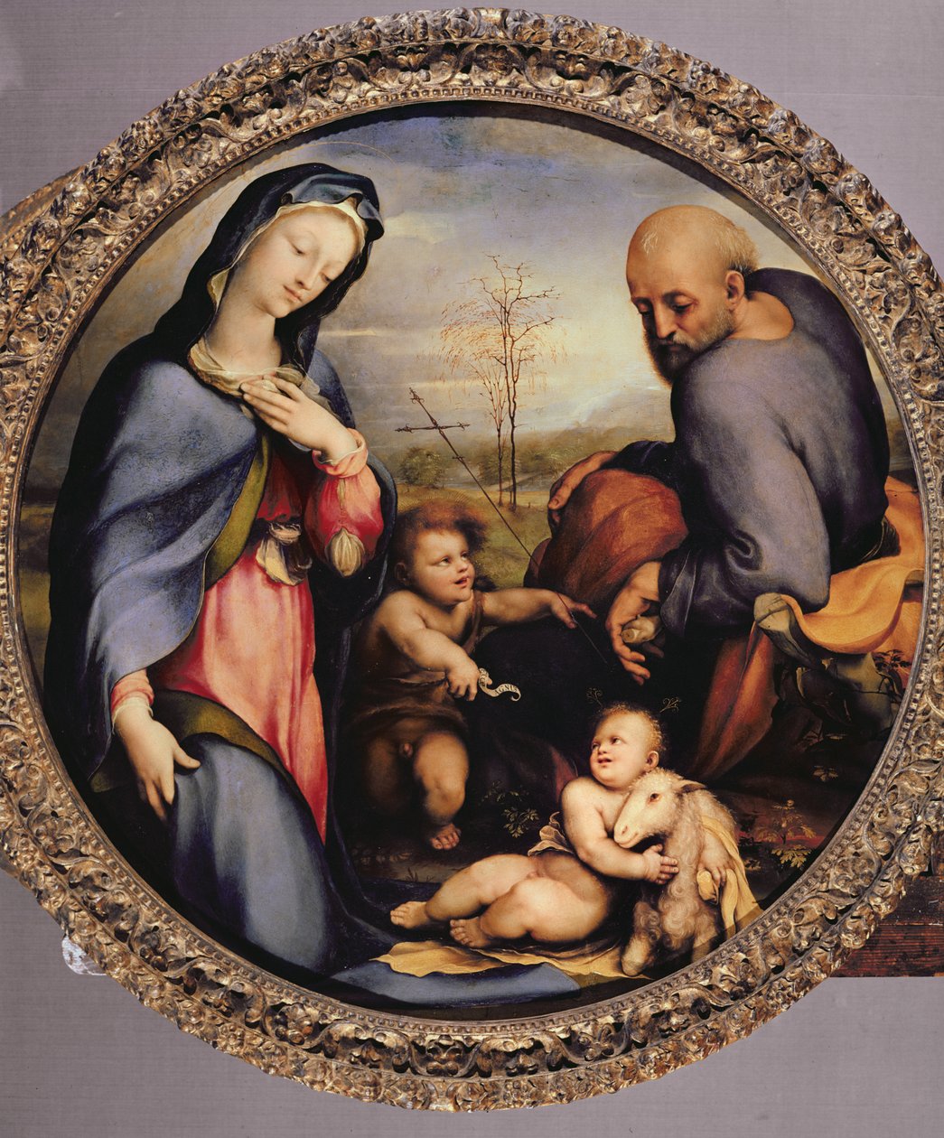 Svatá rodina s dítětem Janem Křtitelem, kolem roku 1515 od Domenico di Pace Beccafumi  