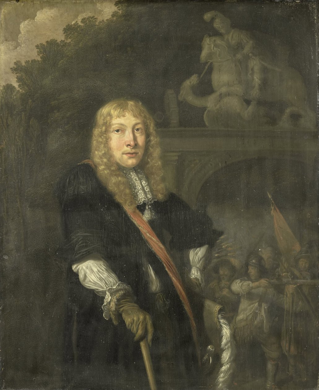 Portrét důstojníka Leidenské občanské stráže před branou velitelství stráží sv. Jiří od Domenicus van Tol