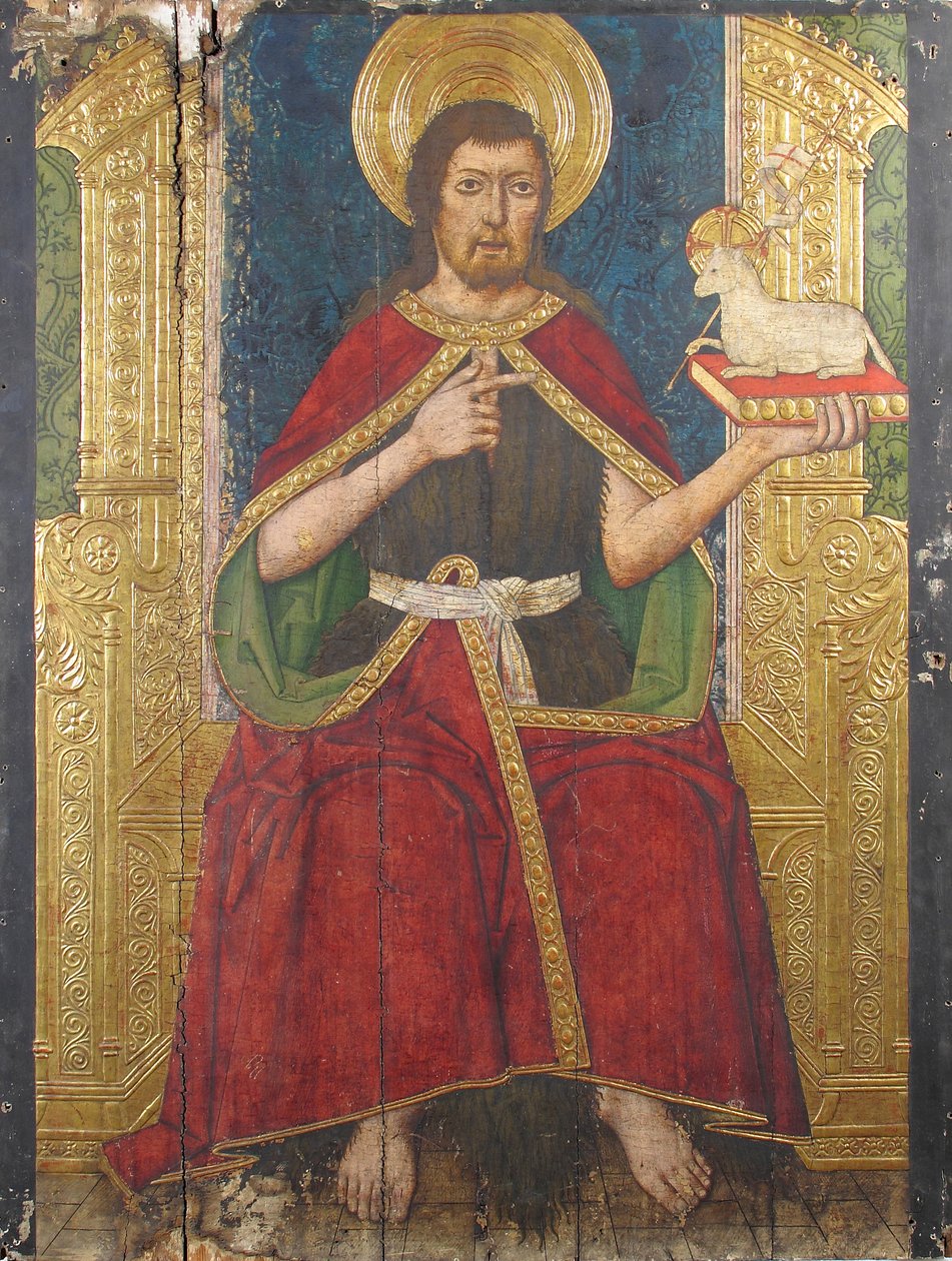 Panel se svatým Janem Křtitelem trůnícím z Retable, 15. století. od Domingo Ram
