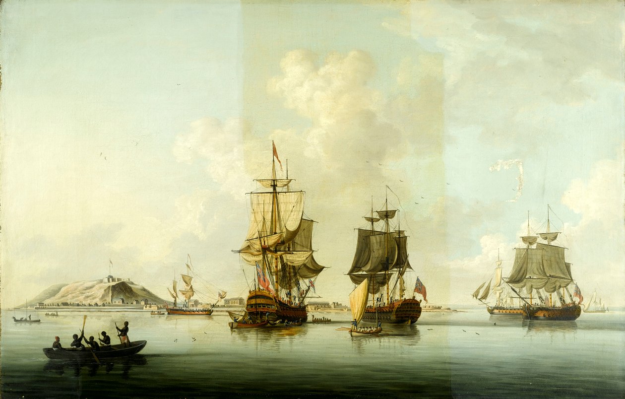 Útok na Goree, 29. prosince 1758: Lodě kotví po akci od Dominic Serres
