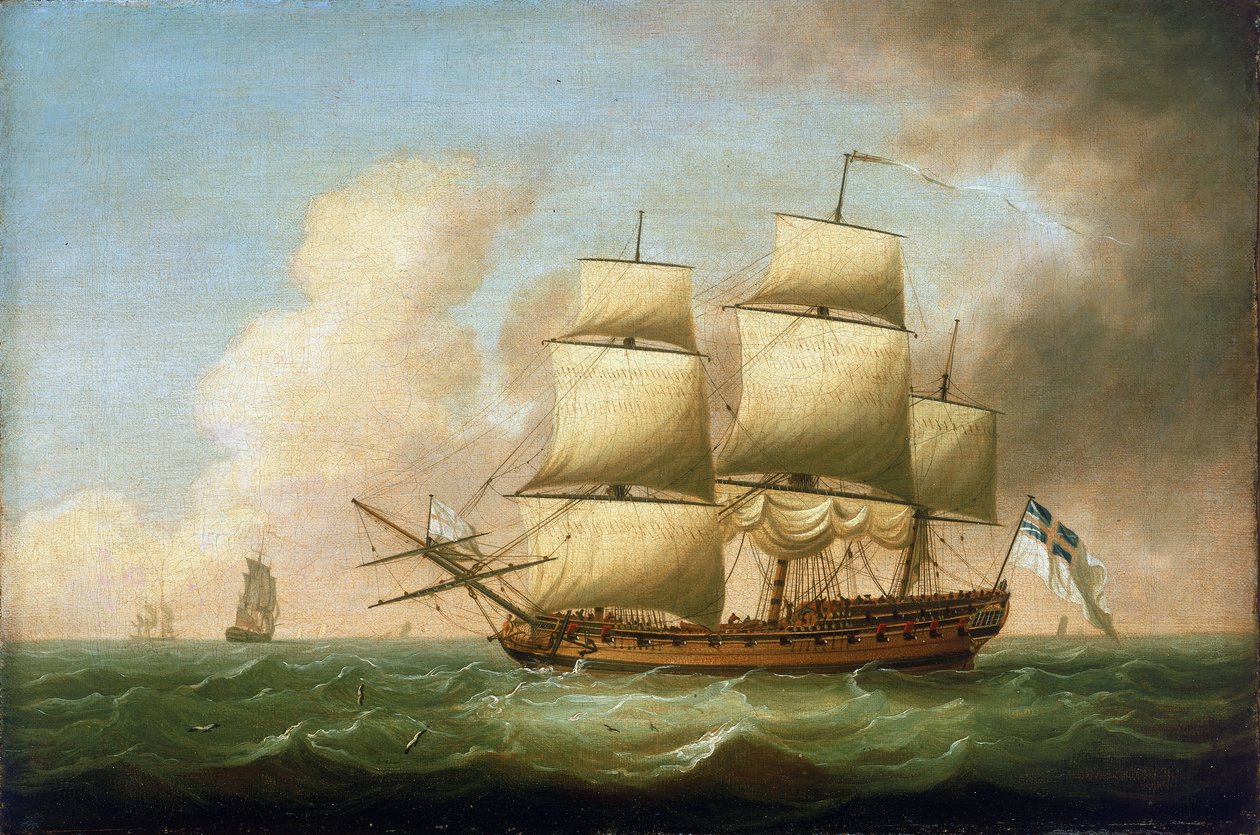 Britská fregata. Olej na plátně, autor Dominic Serres (1719-1793). od Dominic Serres