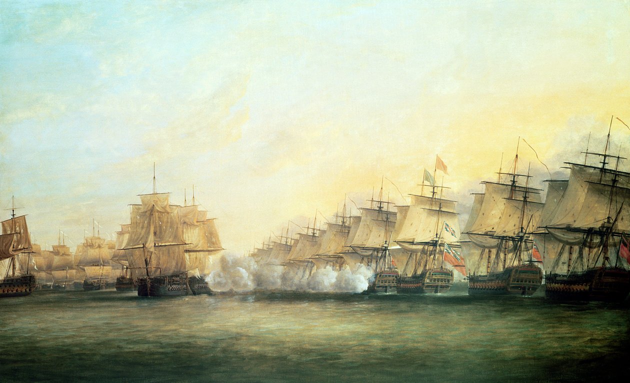 Čtvrtá akce u Trincomalee mezi Angličany pod vedením admirála Sira Edwarda Hughese (asi 1720-94) a Francouzi pod vedením pana de Suffrena, 1782 od Dominic Serres