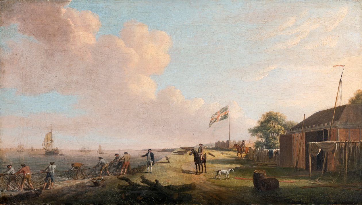 Pohled na pevnost Tilbury s rybářskými vytahovacími sítěmi, 1770 od Dominic Serres