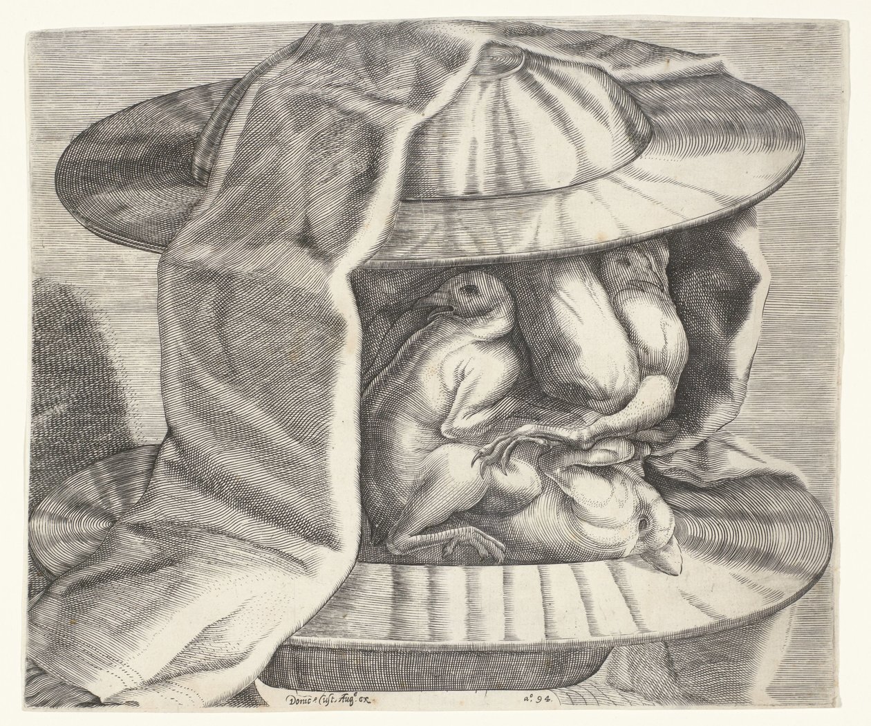 Groteskní hlava s helmou ve stylu Arcimboldo Groteskní hlava s helmou ve stylu Arcimbolda od Dominicus Custos