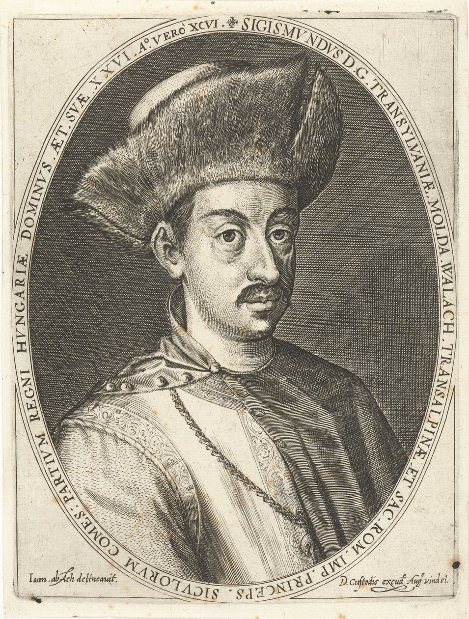Zikmund Báthory 1572-1613, sedmihradský kníže. Z Atrium heroicum, Augsburg 1600-1602, 160 od Dominicus or Custodis Custos