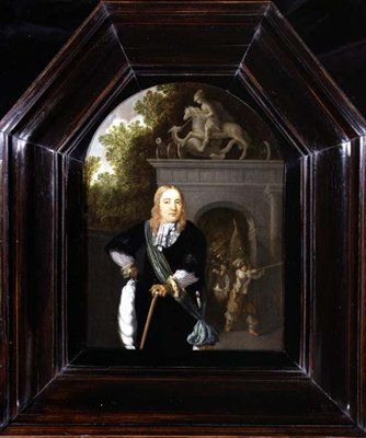 Portrét kapitána Jacobuse Van Der Burgha stojícího před Doeler Poort, Leiden od Dominicus van Tol