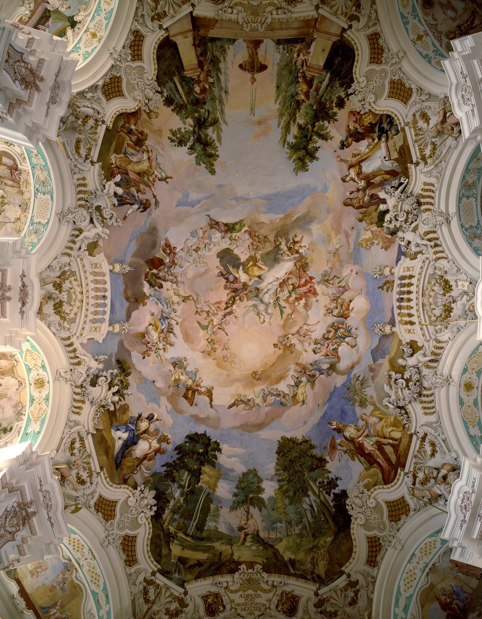 Freska zdobící kupoli kláštera Schussenried od architekta Domenika Zimmermanna (1685-1766) 1730-1731 Schussenried, Německo od Dominikus Zimmermann
