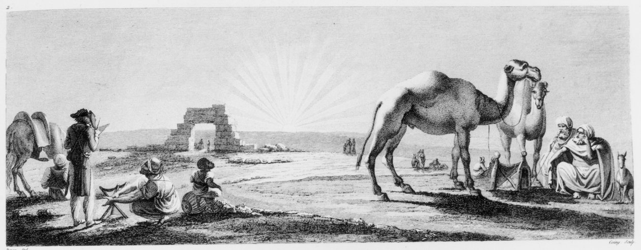 Umělec při práci v Horním Egyptě, z „Voyage dans la Basse et la Haute Egypt“ vyrytý Coinym, 1802 od Dominique Vivant Denon