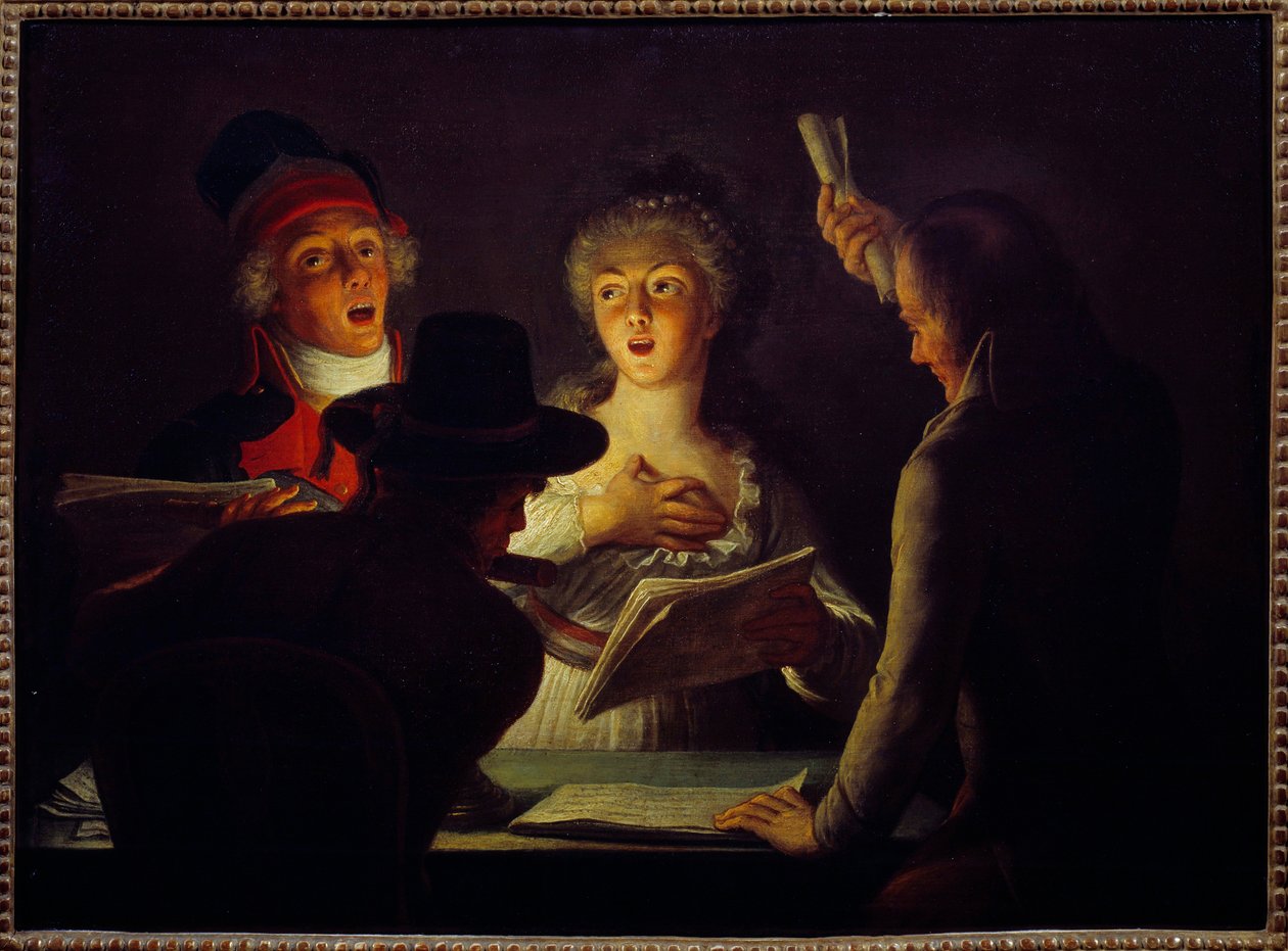 Francouzská revoluce: „Vlastenečtí pěvci““ Obraz Dominique Doncre (1743-1820) 1794 Ne. 0,45 x 0,61 m Paříž, Carnavalet Museum od Dominique Doncre