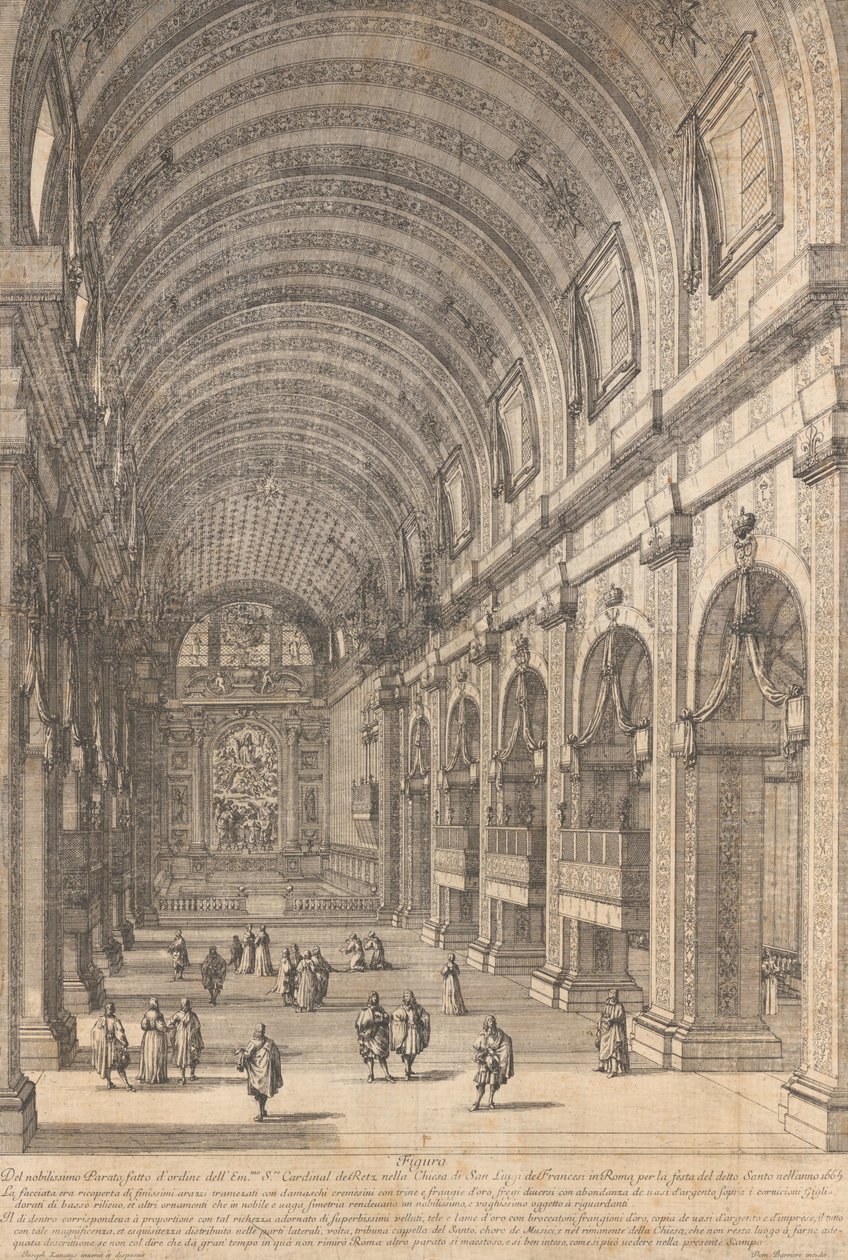 Dekorace objednaná kardinálem de Retz v kostele San Luigi, Řím, pro Svatého F..., 1665. od Dominique Barriere