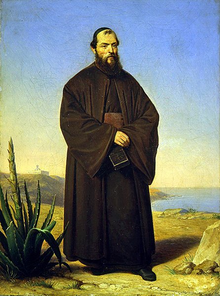 Mnich z Mt Carmel nesoucí album (olej na plátně) od Dominique Louis Papety