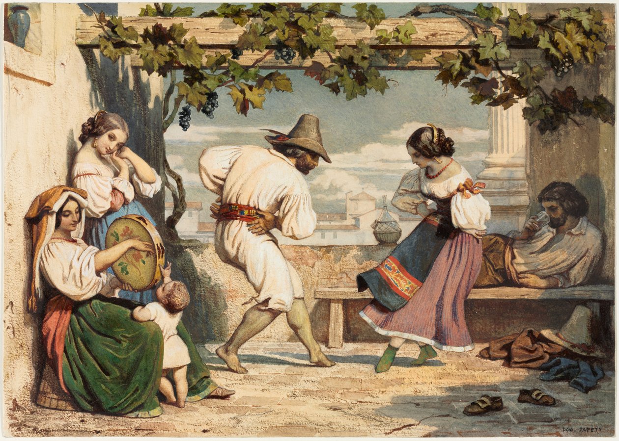 La Saltarelle, kolem roku 1800 (akvarel a kvaš) od Dominique Louis Papety