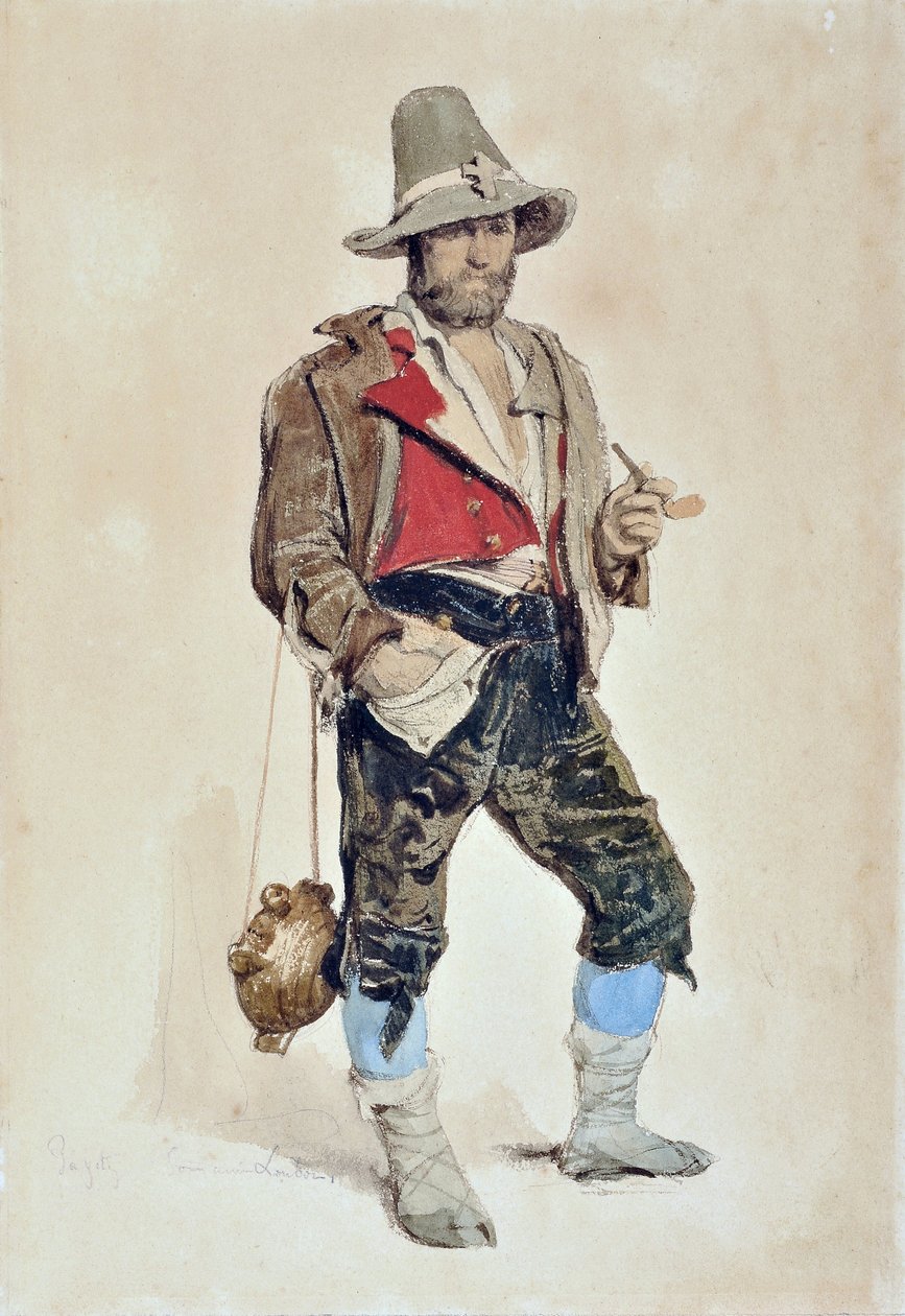 Portrét malíře Emile Loubona (1809-1863) (akvarel) od Dominique Louis Papety