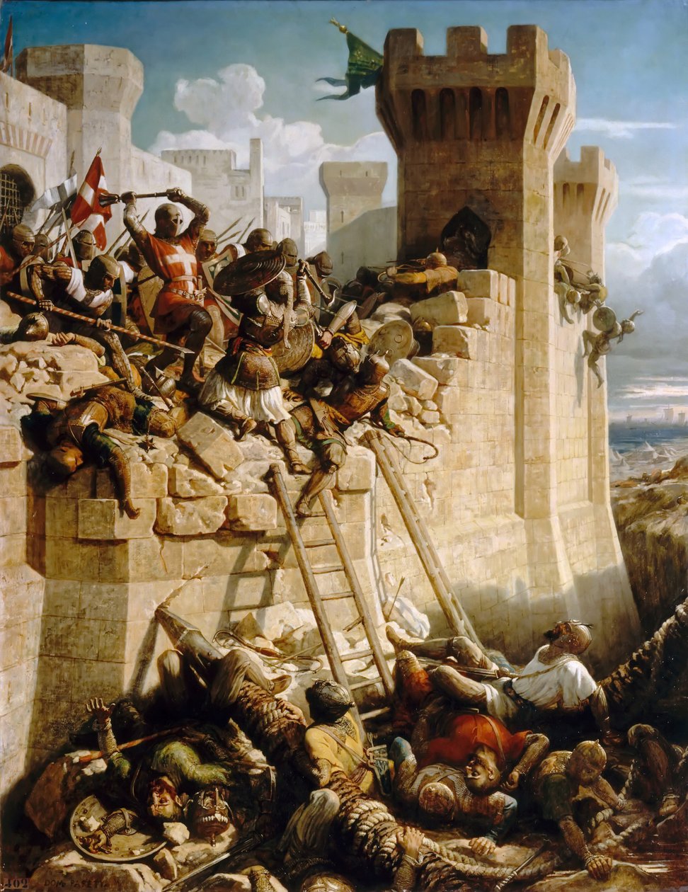 Guillaume de Clermont bránící hradby při obléhání Acre, 1291 od Dominique Papety