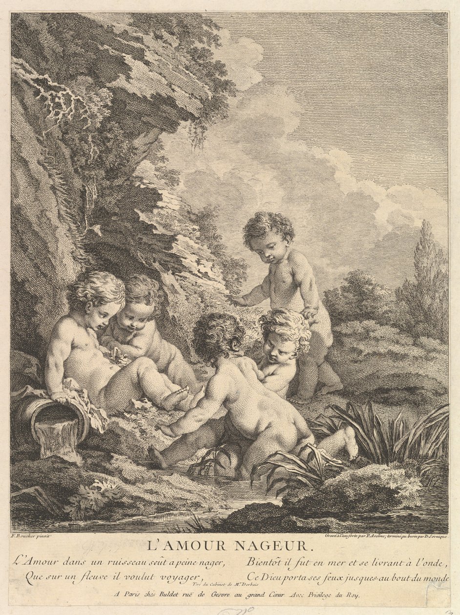 Plavání dětí, ca. 1741 od Dominique Sornique