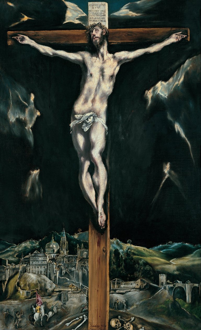 Kristus ukřižován s Toledu v pozadí od El Greco