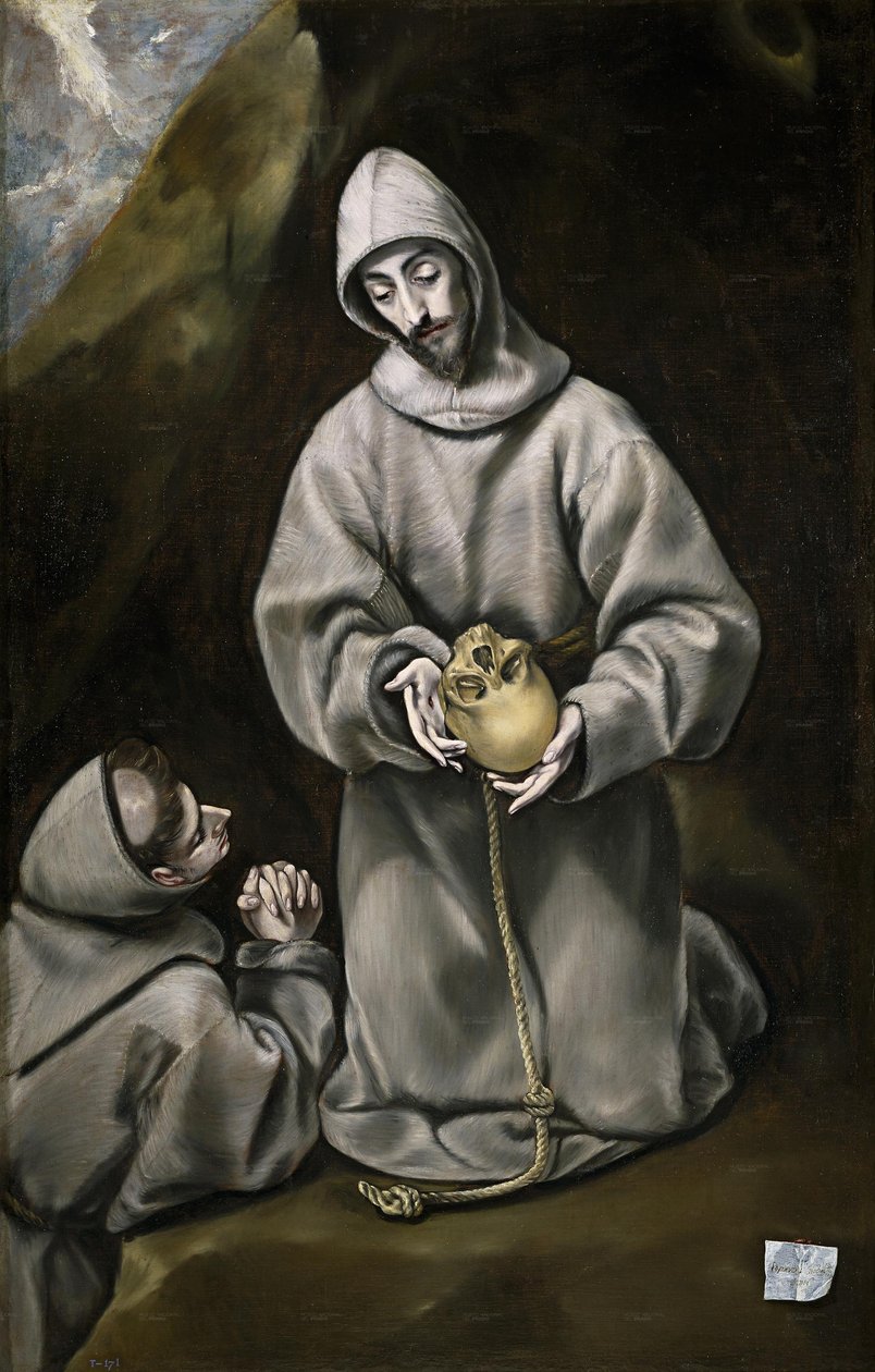 Svatý František z Assisi a bratr León meditující nad smrtí od El Greco