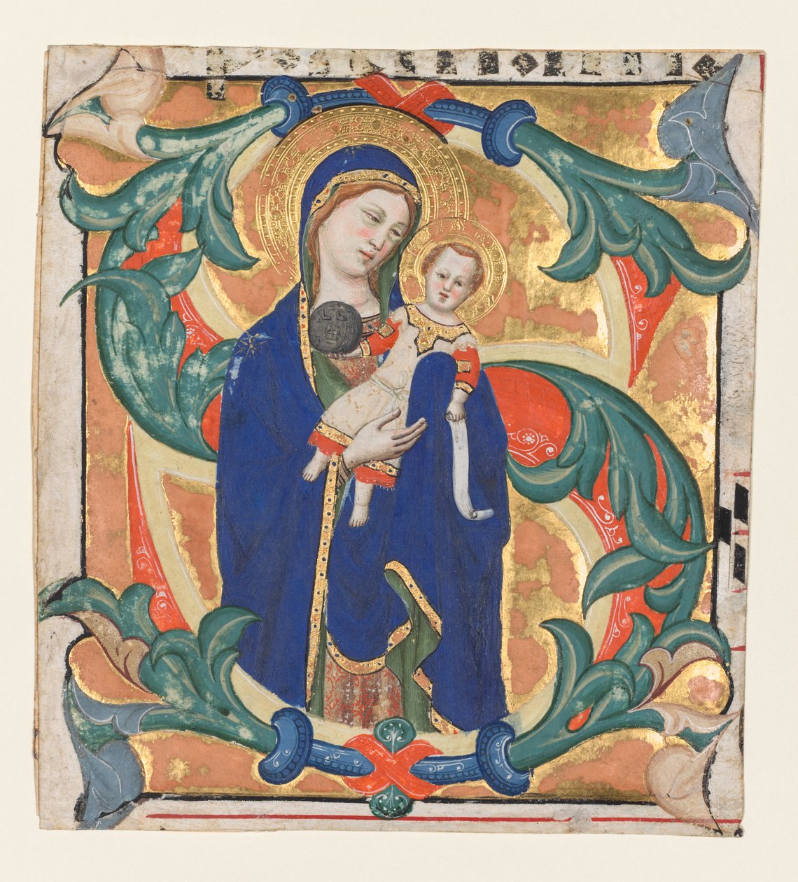 Iniciála S[alve sancta parens] z graduálu: Madonna a dítě od Don Silvestro dei Gherarducci