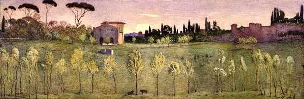 Villa Borghese, Řím (akvarel) od Donald Andrew Brown