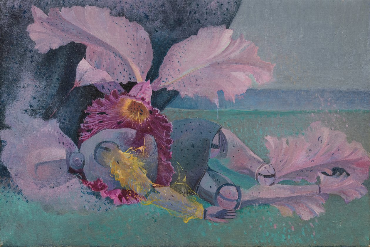 Metamorphosis, Manekýn a orchidej, kolem roku 1968 (olej na plátně) od Donatella Merlo
